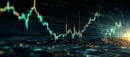 Digital background featuring stock market charts and a global map, in a dark color with a green arrow pointing up on the right side of the composition.