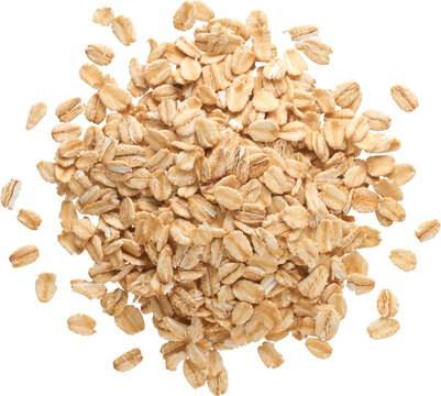 Rolled Oats Pile Top View Isolated on Transparent Background