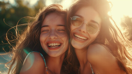 Young women having fun in summertime