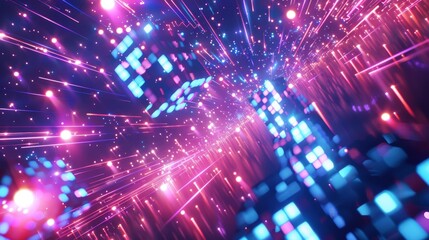 Naklejka premium bakcground dynamic blue and purple lights, giving the impression of being enveloped in a stream of photons. 