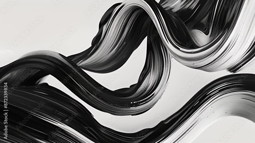 Poster a sense of movement is captured by the overlapping and interweaving black and white paint strokes. b