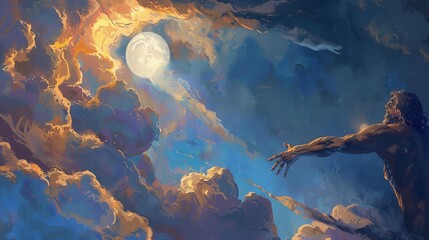  the Book of Genesis where God creates Adam, reaching out with his finger to touch Adam's hand