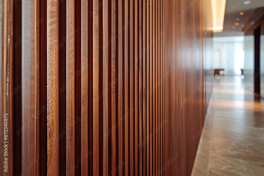 Canvas Prints A mahogany dark wood vertical slat wall covering provides a rich and elegant backdrop