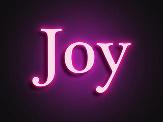 Pink glowing Neon light text effect of word Joy.