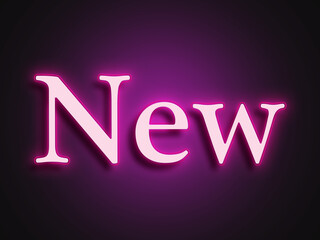 Pink glowing Neon light text effect of word New.