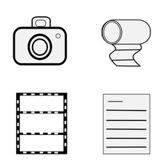 camera bundle image, list sheet, film and film roll in vector form