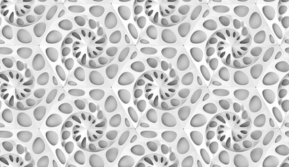 Seamless 3D geometric pattern with helix hexagon design