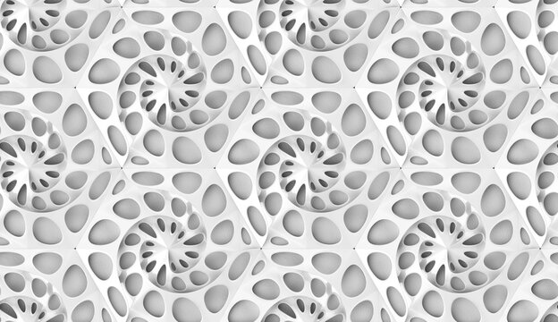 Seamless 3D geometric pattern with helix hexagon design