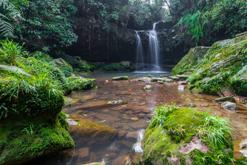 Arsdad falls is the most beautiful waterfall in the in the garden of caves park in cherrapunjee, meghalaya India.