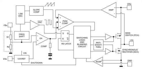 Block diagram of electronic device on sheet of paper.
Vector drawing electrical circuit with operational amplifier, signal generator, trigger, logic gates, resistor, 
integrated circuit, capacitor.
