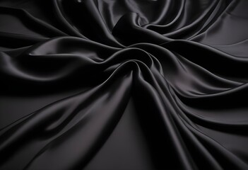 Obraz premium Wavy smoot soft black silk drap fallind surface sample texture background