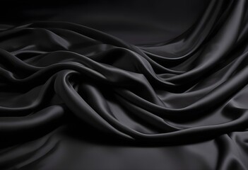 Obraz premium Wavy smooth black silk drapery background texture sample