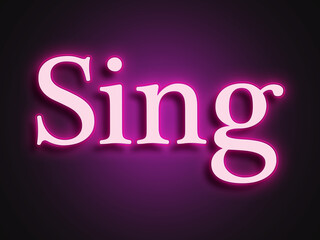 Pink glowing Neon light text effect of word Sing.