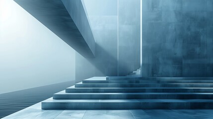 Obraz premium Concrete Stairs Leading To A Misty Horizon
