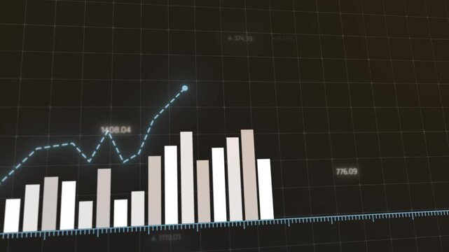 Striking animation of fluctuating market trends with dynamic charts and bars showcasing crypto, finance, and trading highlights.