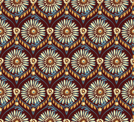 Beautiful stylized floral ornament. Floral rhythmic pattern.
