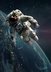 Fototapeta premium Abstract Astronaut in The Open Space. Colorful Bright Illustration. Ai Generative