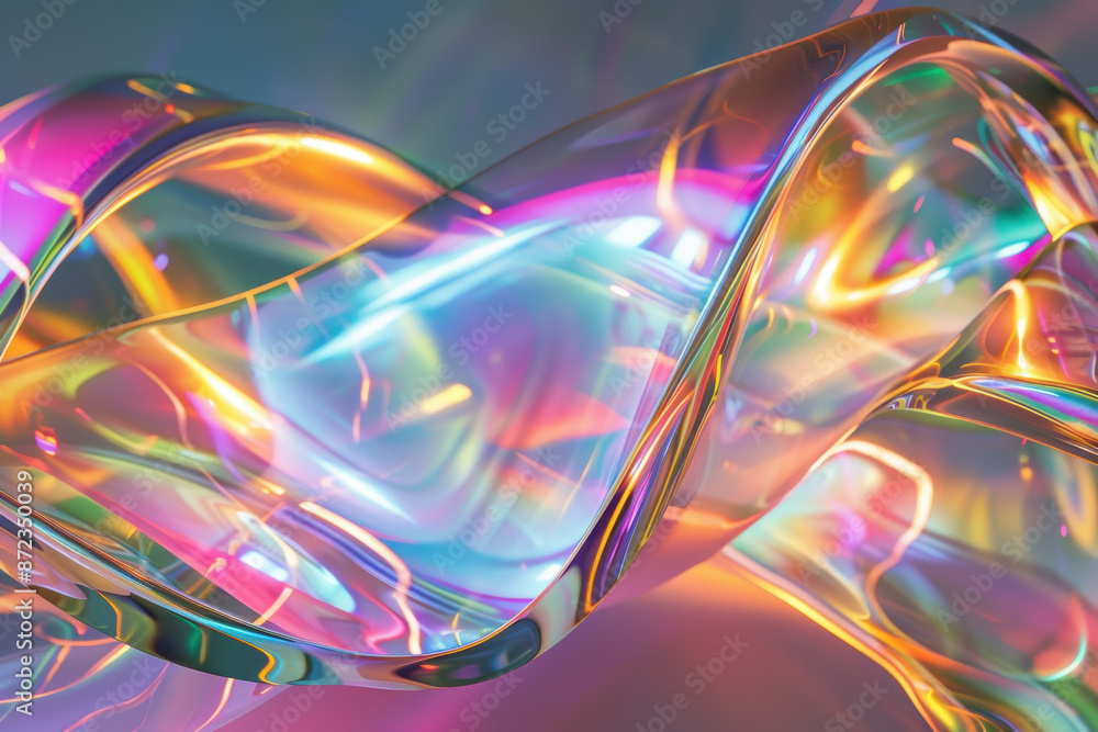 Poster abstract fluid holographic iridescent neon background or pattern, creative design template with copy