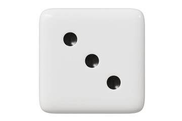 3d Rolling dice icon isolated on purple background. White roll cubes for gamble games concept, casino token concept. 3d dice cube icon. 3d render.