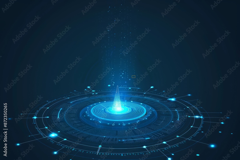 Fototapete Abstract digital pulse representation in blue, showcasing futuristic technology and dynamic frequency waves with a high-tech design