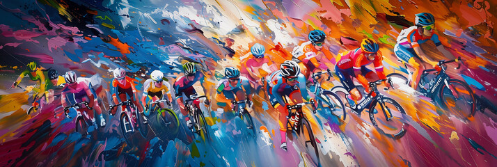 Dynamic Cyclists in Vibrant Race