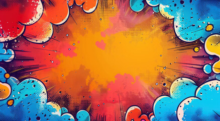 Blank colorful comic abstract background template