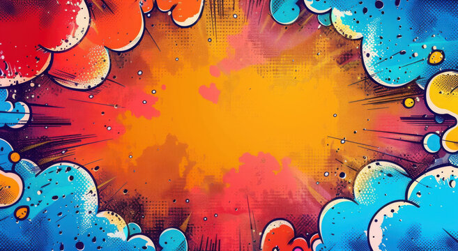 Blank colorful comic abstract background template