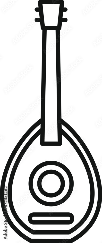 Poster string instrument lute playing music icon in a simple style