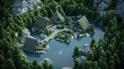 Naklejka premium A futuristic camp offers elementalthemed experiences where campers can engage in activities that harness the supernatural powers of fire