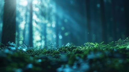 A futuristic computer system integrates holographic nature landscapes