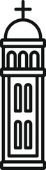 Simple line icon of a church tower, perfect for representing religion or christianity