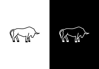 bull logo vector line art logo illustration