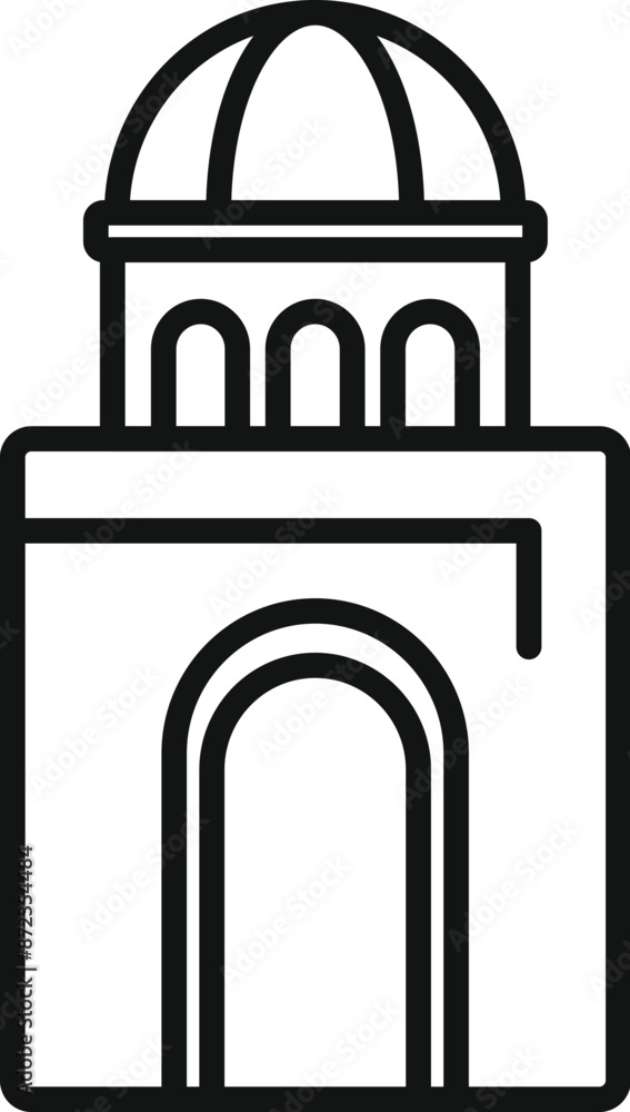 Poster this simple line icon design features a building with a dome, columns, and an archway, making it per