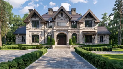 An advanced architectural design incorporates mystical stones into the foundation and walls of homes