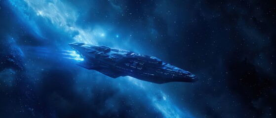 Fototapeta premium An advanced spacecraft is designed to navigate through mystical wormholes