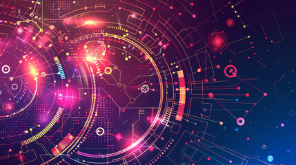 Obraz premium Technology evolution background. Digital technology shapes in abstract design. Vector illustration for cover, poster, banner. EPS10