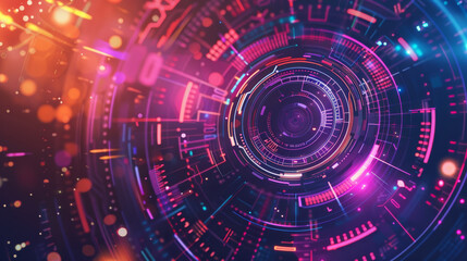 Fototapeta premium Technology evolution background. Digital technology shapes in abstract design. Vector illustration for cover, poster, banner. EPS10