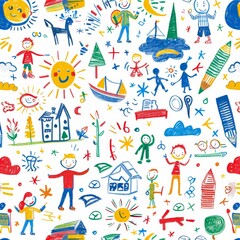 Whimsical Children Activities in Colorful Illustration