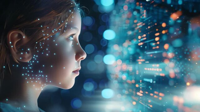A mother working abroad is able to virtually attend her childs school play through a telepresence link feeling like shes in the front row.