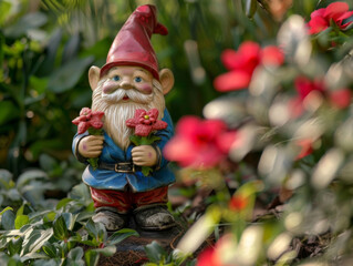 Closeup of Garden Gnome, Generative AI Illustration