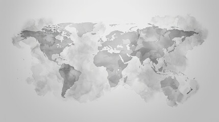 Abstract grey 3D world map with shadows.