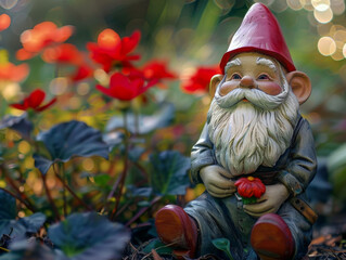 Obraz premium Closeup of Garden Gnome, Generative AI Illustration
