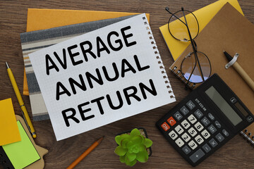 AAR Average Annual Return. Business concept glasses on a yellow notepad on a gray folder. text on a notepad