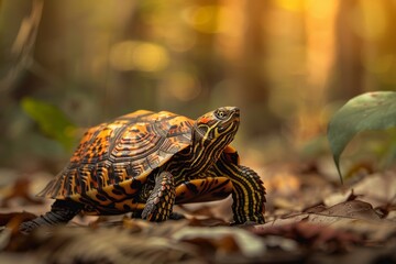 Full body view of Eastern Box Turtle in natural habitat, full body shot, full body View