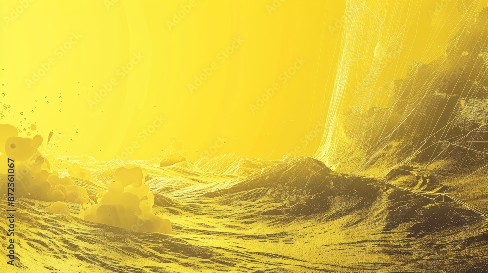 Poster the image shows a bright yellow abstract background with a gradient of light and dark. the surface i