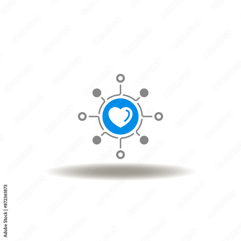 Poster vector illustration of flowchart with heart. icon of core values. symbol of community.