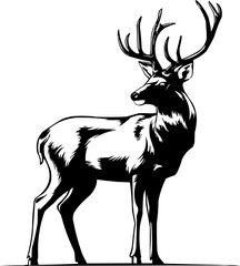 Mule Deer silhouette vector art illustration, Mule deer cut file, Mule deer laser cut file, Mule deer cricut file, Mule deer wood engraving file