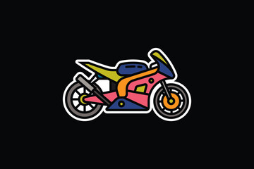 Original vector illustration. The contour icon of a racing sports motorcycle. Superbike.