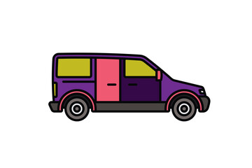 Original vector illustration. A passenger car. A contour icon.