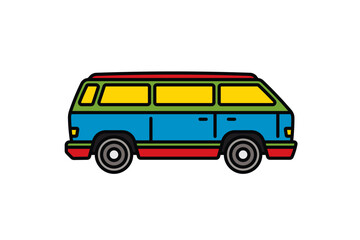 Original vector illustration. An old travel van. A contour icon.